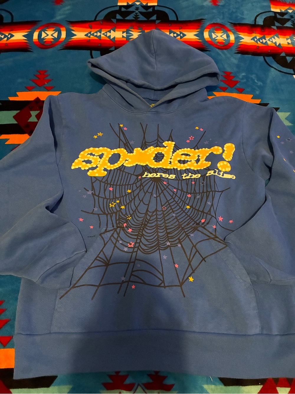 Blue & Yellow Sp5der hoodie